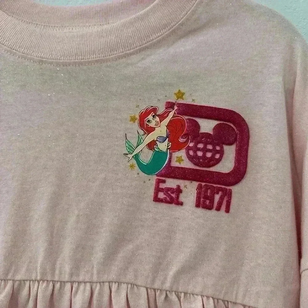 Disney World Princess Spirit Jersey Girls XL Pink Peplum Long Sleeve Pullover